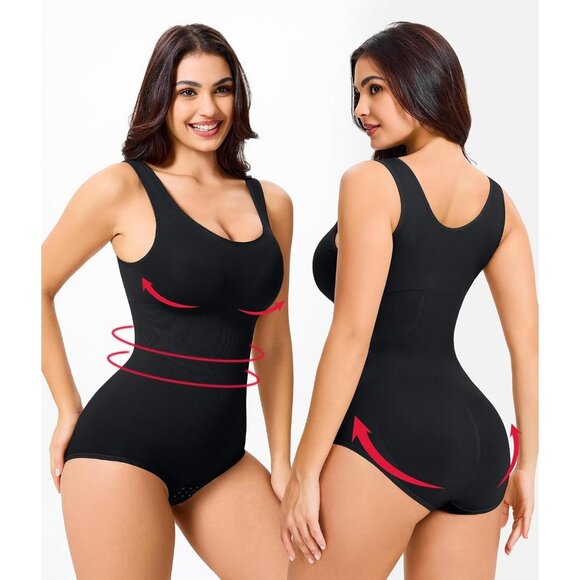 🆕Women Black Spandex Waist Trainer Bodysuit Tummy Control Full Body Shapewear - Picture 3 of 7